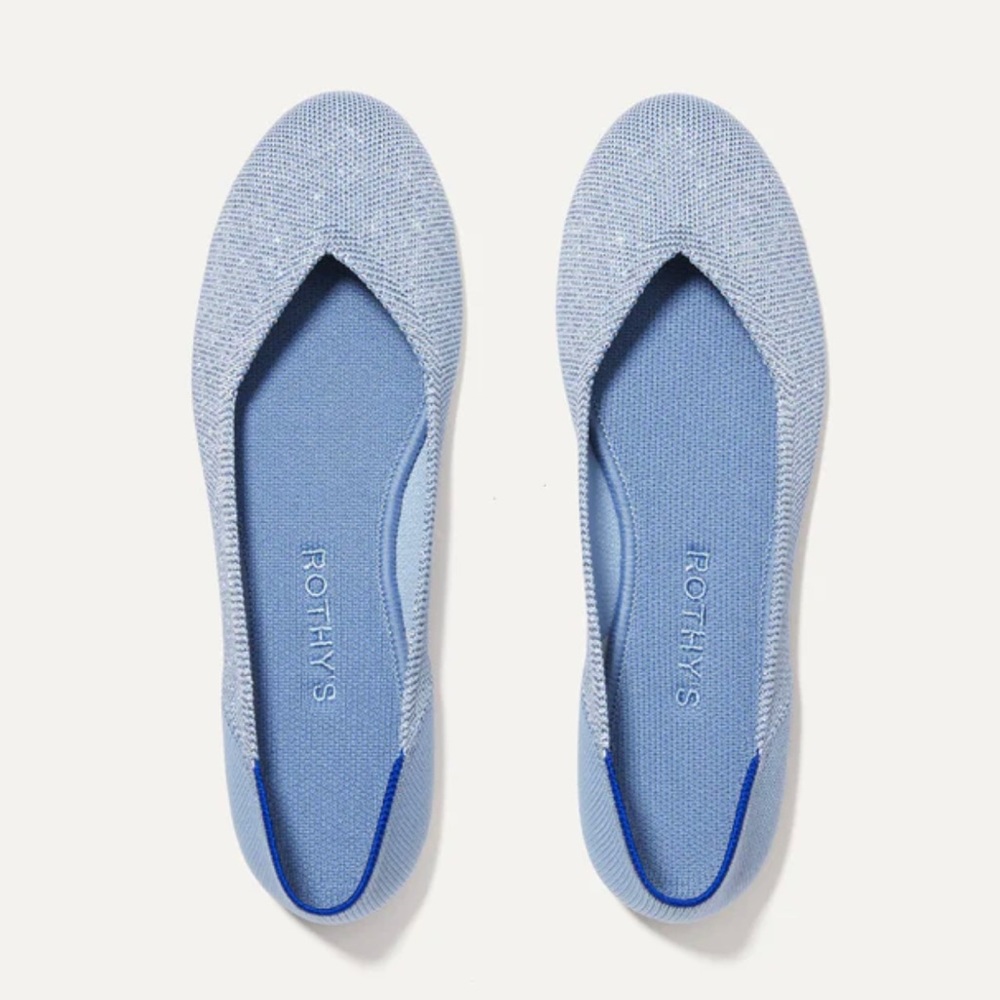 BNIB Rothy’s The Flat size 6.5 in Something Blue Metallic women’s shoes